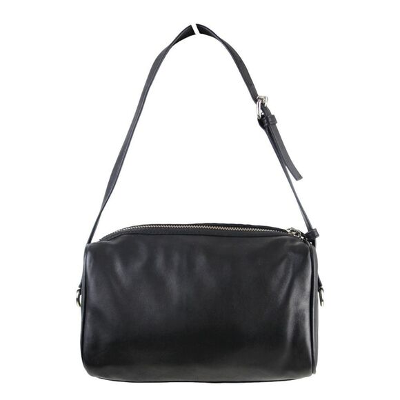 Topshop BLACK GENUINE LEATHER RUFFLE ZIP TOP HOBO SHOULDER BAG HANDBAG PURSE - Picture 4 of 14